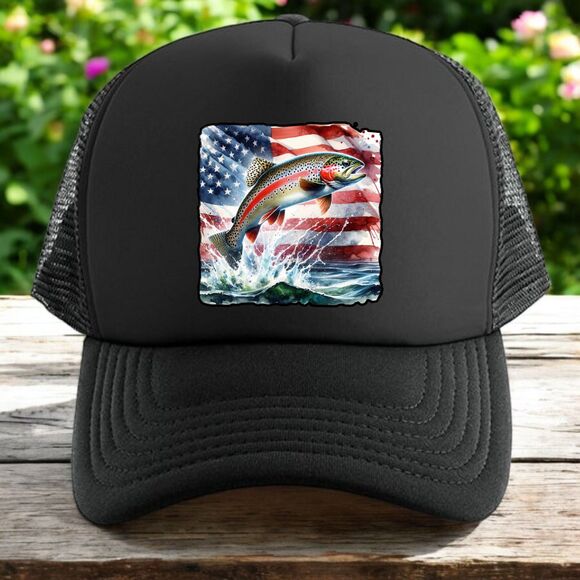 PresPF Fishing Hat For Men - American Flag Fish Design, Adjustable Cotton Trucker Hat, Father's Day Gift For Dad - View #4